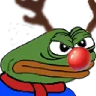 😡 Pepe the Frog pepe, frog, meme, christmas, reindeer, rudolph whatsapp sticker
