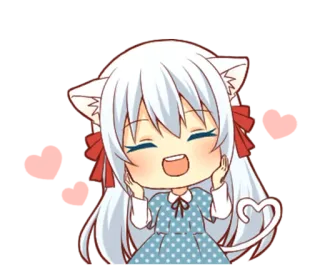 ❤ Anime, Katze, Kawaii, Süß, Chibi, Mädchen telegram sticker