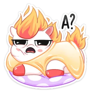😒 A? kucyk, słodki, kreskówka, naklejka, wyczerpany, śpiący, pytanie telegram sticker