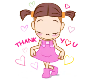 🙏 Thank You chica, corazones, gracias, lindo, dibujos animados, rosa, gratitud telegram sticker