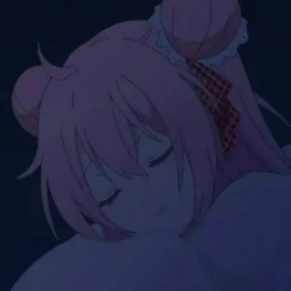 🍭 アニメ, 睡眠, 枕, 女の子, ピンク髪 telegram sticker