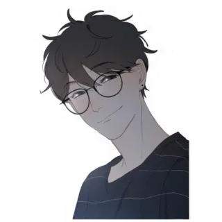 😏 stiker, gaya anime, karakter, kacamata, pria telegram sticker