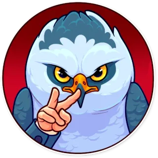 😑 pássaro, águia, psiu, dedo, segredo, desenho animado telegram sticker