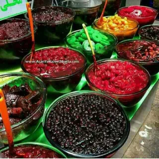 😋 www.AcanYellazee.blogfa.com fruit, candied, dessert, colorful, sweets, jars, food telegram sticker