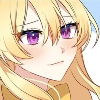 🥡 Anime, Mulher, Cabelo loiro, Olhos roxos, Desenho animado, Mangá telegram sticker