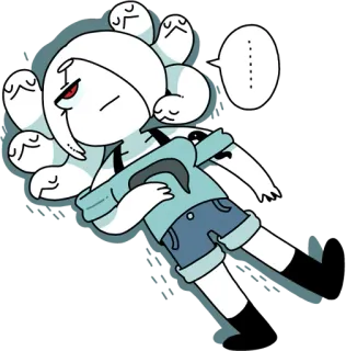 😶 ...... cartoon, character, sticker, white, hoodie, expressionless telegram sticker