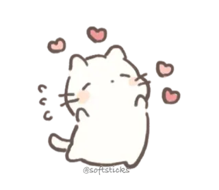 😍 @softsticks schattig, kat, hartjes, kawaii, sticker telegram sticker