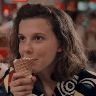 💟 Eleven Stranger Things millie bobby brown, eleven, stranger things, ice cream telegram sticker