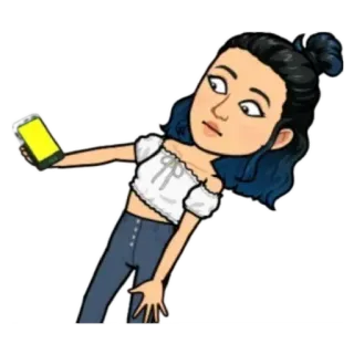 😳 Селфи, Женщина, Мультфильм, Bitmoji, Позирование, Девушка, Подросток telegram sticker