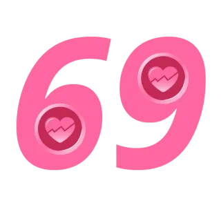 🤑 número 69, coração, rosa, arte digital telegram sticker