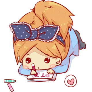 📚 desenho, desenho animado, fofo, kawaii, menina, arte, esboço whatsapp sticker