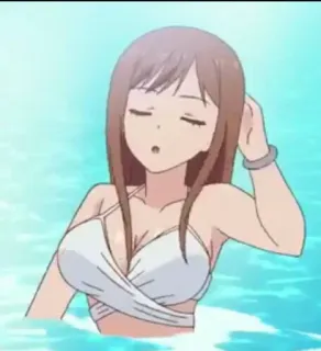 🍑 アニメ, 女の子, ビキニ, 水着, 水, 漫画 telegram sticker