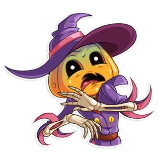😨 かぼちゃ, ハロウィン, 魔女, 不気味, キャラクター, 骸骨 telegram sticker