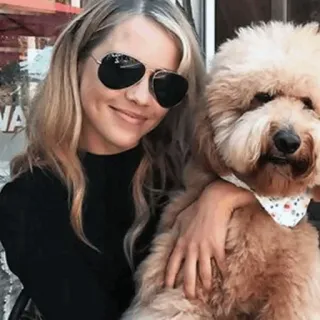 🗽 donna, cane, barboncino, animale domestico, occhiali da sole, carino, amicizia telegram sticker
