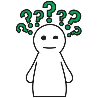 ❓ question marks, thinking, uncertain, confused, doubt, cartoon, stick figure telegram sticker