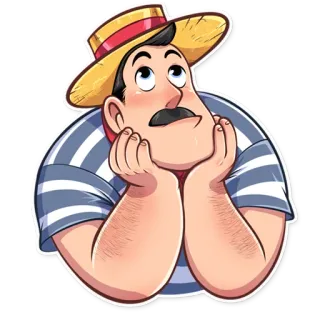 🙄 người đàn ông, suy nghĩ, trầm ngâm, lo lắng, mũ, Ý, phim hoạt hình, nhãn dán telegram sticker