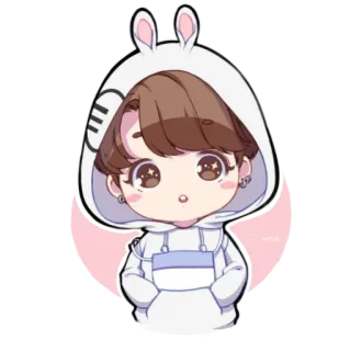 😙 chibi, cute, cartoon, anime, bunny, character whatsapp sticker