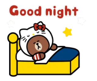😴 Good night good night, sleep, bear, cartoon, bed telegram sticker