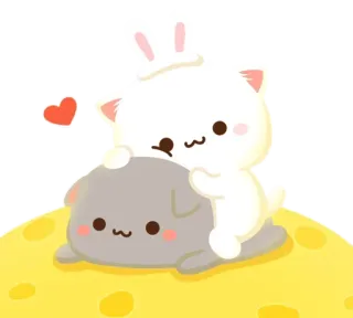💞 Katze, Hase, süß, kawaii, Tier, Cartoon telegram sticker