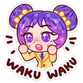 🤩 WAKU WAKU Anime, Manga, Lindo, Chica, Kawaii, Japonés, Expresión whatsapp sticker