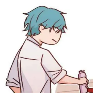 💌 Anime, Kreskówka, Chłopak, Butelka, Napój telegram sticker