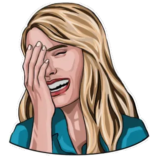 😀 mujer, riendo, facepalm, rubia, dibujos animados, emocional telegram sticker