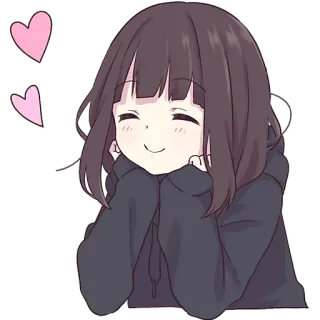 🥰 Anime, Cô gái, Dễ thương, Trái tim, Cười, Hoạt hình, Hạnh phúc telegram sticker