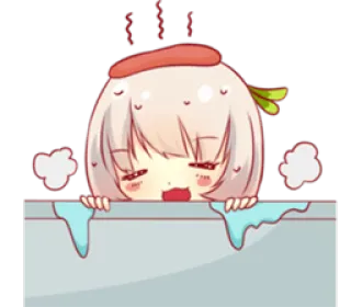 🛁 gadis anime, imut, kawaii, Steam, santai, kartun telegram sticker