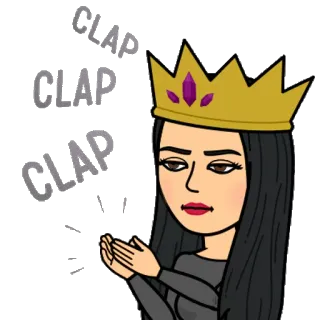 👏 CLAP CLAP CLAP bitmoji, applaudissements, applaudir, reine, dessin animé, fête telegram sticker