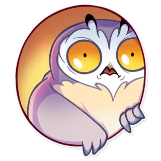 😟 burung hantu, burung, hewan, stiker telegram sticker