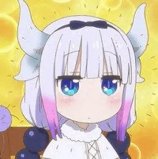 🍬 Kanna Kamui Miss Kobayashi's Dragon Maid 애니메이션, 드래곤, 카와이, 칸나, 치비, 귀여운, 소녀 whatsapp sticker