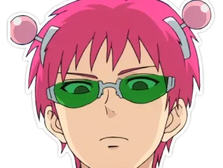 😠 Saiki Kusuo The Disastrous Life of Saiki K. Anime, Saiki K, Cabelo rosa, Óculos, Psíquico, Personagem telegram sticker
