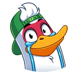 😭 鸭子, 卡通, 悲伤, 哭泣, 贴纸, 表情符号, 帽子 telegram sticker
