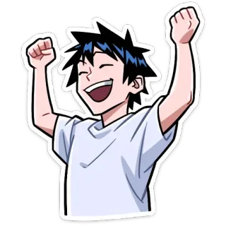 🥳 Anime, Chico, Feliz, Animando, Celebración, Alegre, Fan telegram sticker