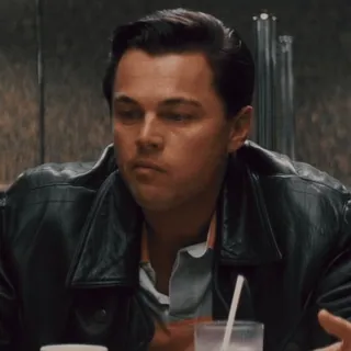 👀 Leonardo DiCaprio The Wolf of Wall Street actor, película, leonardo dicaprio, el lobo de wall street, comiendo, celebridad telegram sticker
