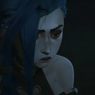 🕳 Jinx Arcane animato, triste, capelli blu, Arcane, Netflix, League of Legends telegram sticker