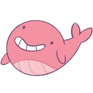 😀 고래, 분홍색, 귀여운, 만화, 동물, 해양 생물 telegram sticker