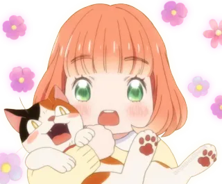 😮 Anime, Mèo, Cô gái, Dễ thương, Hoa, Kawaii telegram sticker