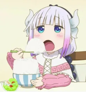 🍮 Kanna Kamui Miss Kobayashi's Dragon Maid Anime, Dragon, Manger, Mignon, Manga, Kawaii telegram sticker