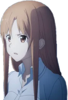 😒 Asuna Yuuki Sword Art Online animé, fille, cheveux longs, personnage whatsapp sticker