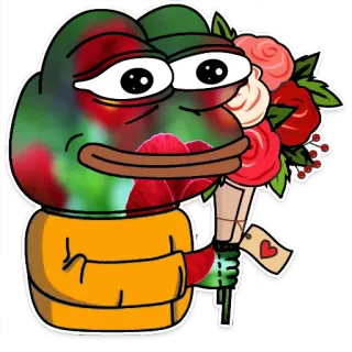 💐 Pepe the Frog pepe, kikker, meme, boeket, bloemen, liefde, valentijn telegram sticker