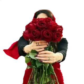 💐 Rosen, Frau, Rot, Blumen, Blumenstrauß telegram sticker