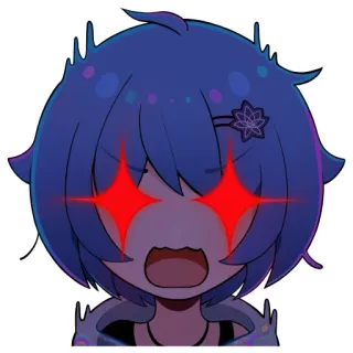 💢 anime, enojado, dibujos animados, loco, personaje, expresión, ojos rojos whatsapp sticker