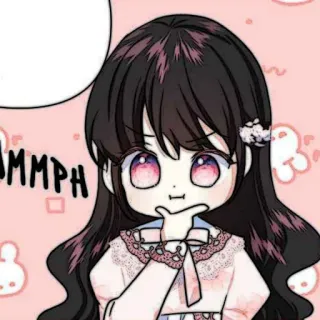 🐈‍⬛️ UMMPH Chibi, Anime, Carino, Ragazza, Pensando whatsapp sticker