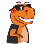 😎 dinosauro, t-rex, cartone animato, figo, arancione, occhiali da sole, personaggio telegram sticker