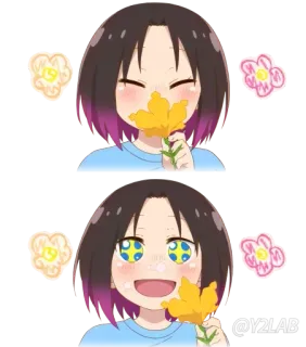 🌷 @V2LAB Anime, Chica, Flor, Feliz, Lindo whatsapp sticker