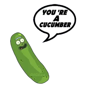 🥒 Rick Sanchez Rick and Morty YOU'RE A CUCUMBER pepinillo, pepino, dibujos animados, divertido, Rick y Morty, Rick telegram sticker