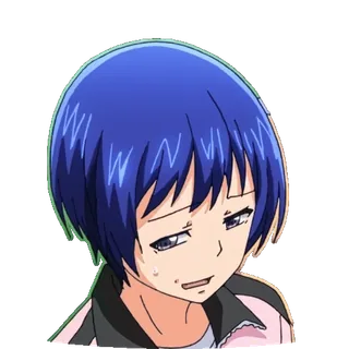😐 anime, manga, cartone animato, ritratto, ragazza, capelli blu telegram sticker