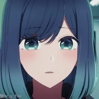 😢 アニメ, 女の子, 青髪, キャラクター, ポートレート telegram sticker