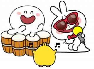 🎤 musique, groupe, mignon, dessin animé, animaux telegram sticker